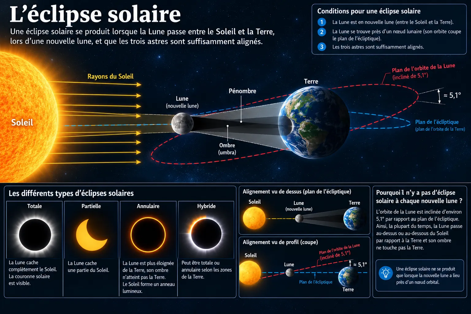 Éclipse solaire : la nouvelle lune masque le Soleil et projette son ombre sur la Terre